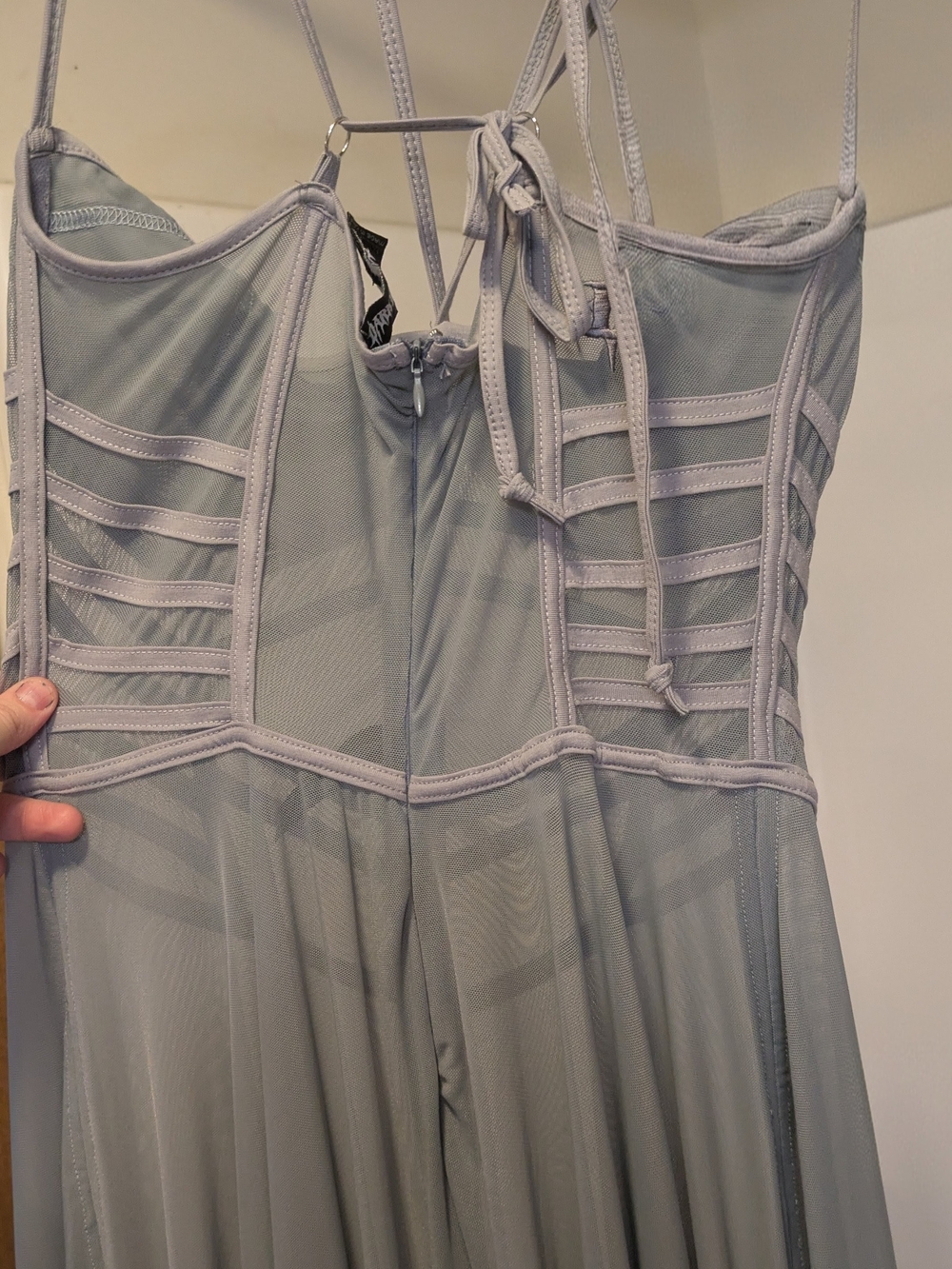 Dollskill Darker Wavs Pitch Mesh Midi Dress - Gray - Picture 6 of 7